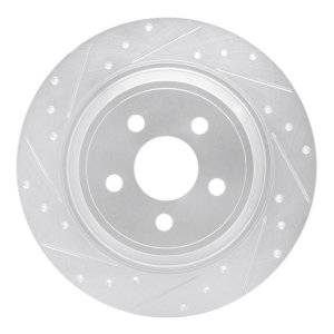Ford Edge Brake Rotor (1) - Rear Left - R1 Concepts - Drilled & Slotted - Silver - `15-`24 Ford Edge Brake Rotor (1) - Rear Left - R1 Concepts - Drilled & Slotted - Silver - `15-`24